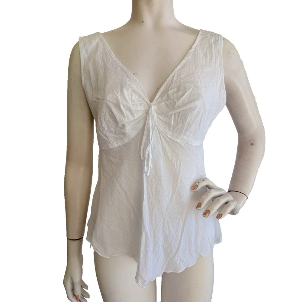 JAMS WORLD Voile Tank Top White 100% Cotton Hawaiian Aloha V-Neck NEW Size XL